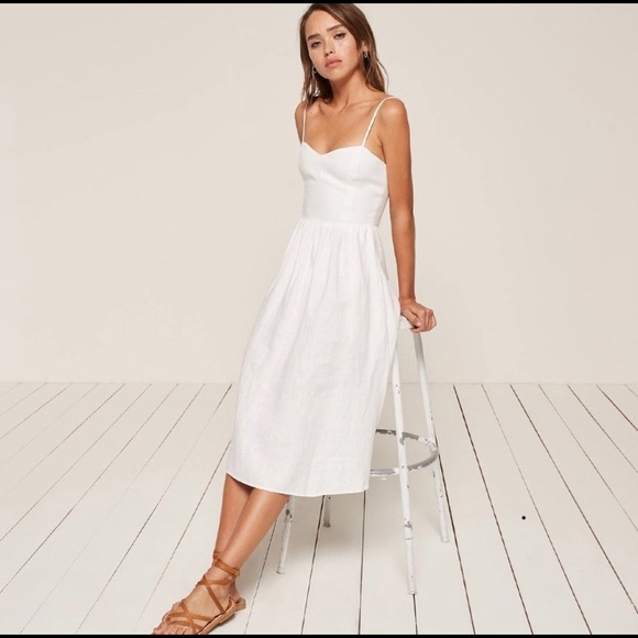Reformation Dresses & Skirts - Reformation “Olivia” White Linen Midi Dress